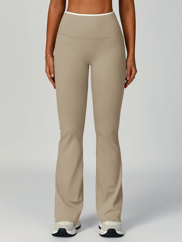 ZASUWA Female Contrast Color Stripe High-rise Flare Leggings