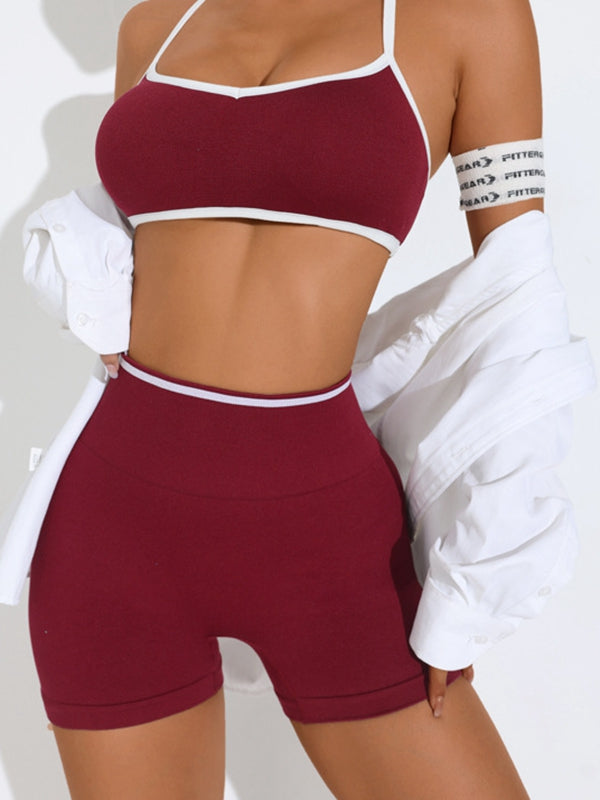 ZASUWA Female Contrast Color Stripe Short Tracksuit