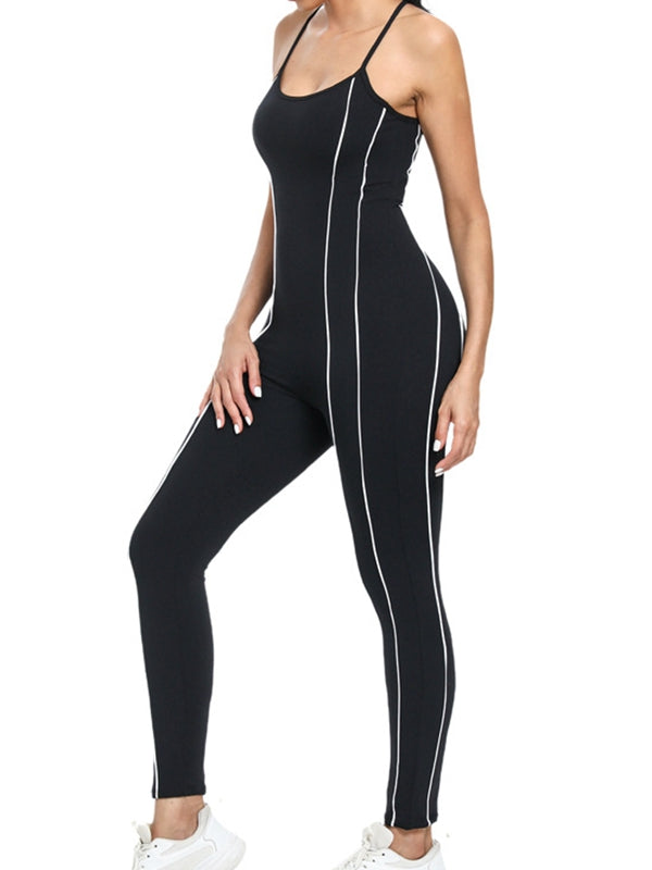 ZASUWA Female Contrast Color Stripes Skinny Jumpsuit