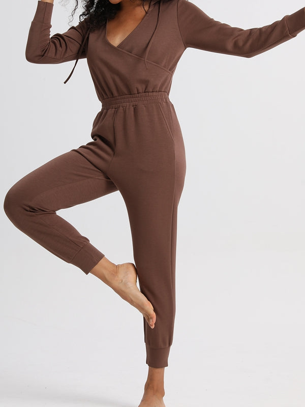 ZASUWA Female Sexy Pocket Zipper With Hat Casual Jumpsuit