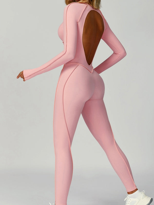 ZASUWA Female Heart Backless Long Sleeves Jumpsuit