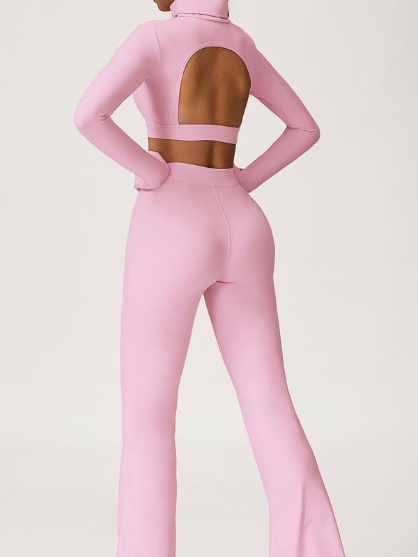ZASUWA Female Backless Stand Collar Flare Tracksuit