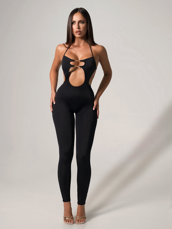 ?ZASUWA Female Hollow Out Backless Jumpsuit