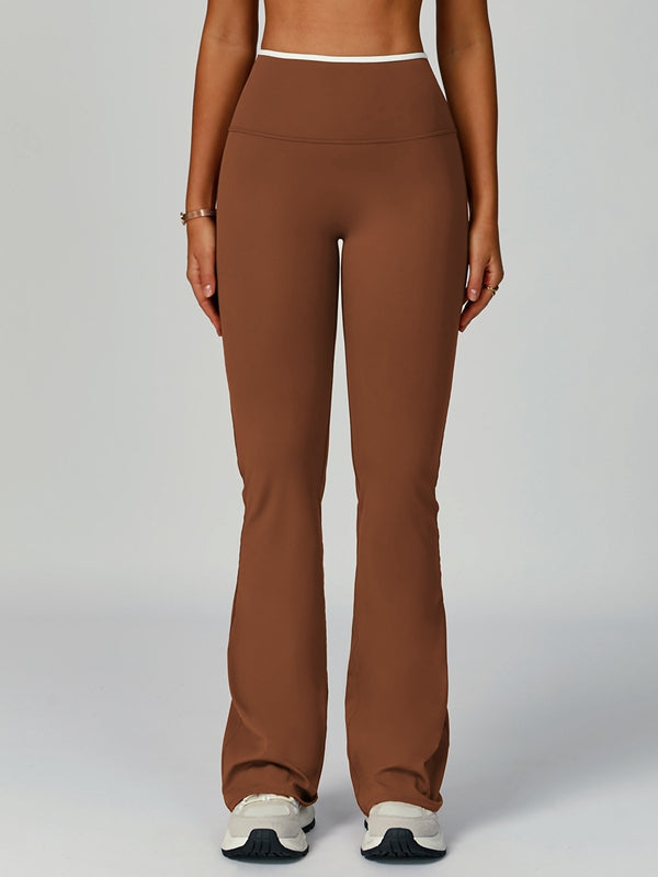 ZASUWA Female Contrast Color Stripe High-rise Flare Leggings