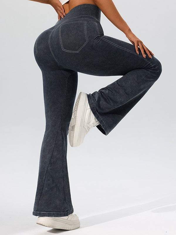 ZASUWA Female Tie Dye High-rise Flare Leggings