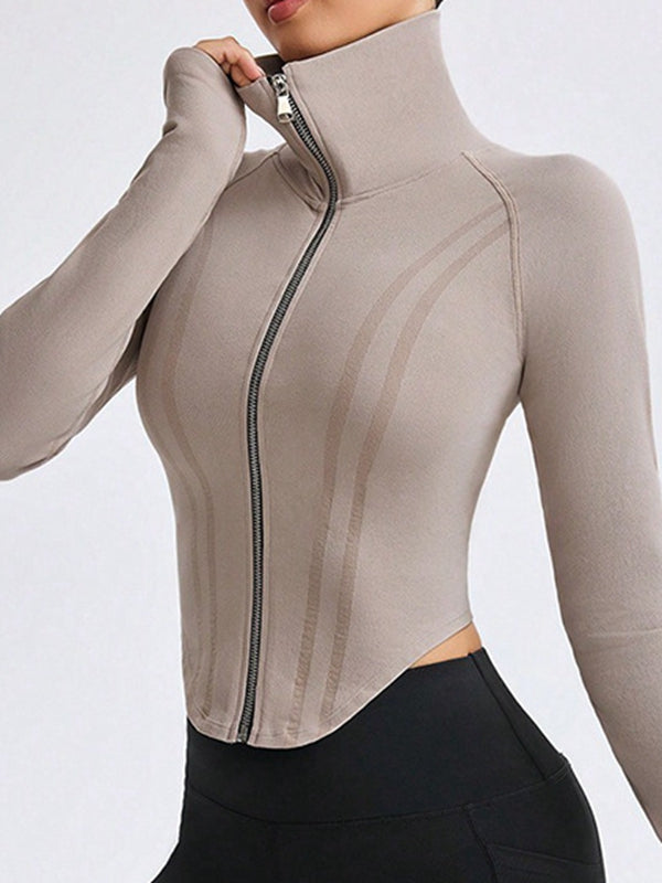 ZASUWA Female Basic Zipper Lapel Collar Jacket