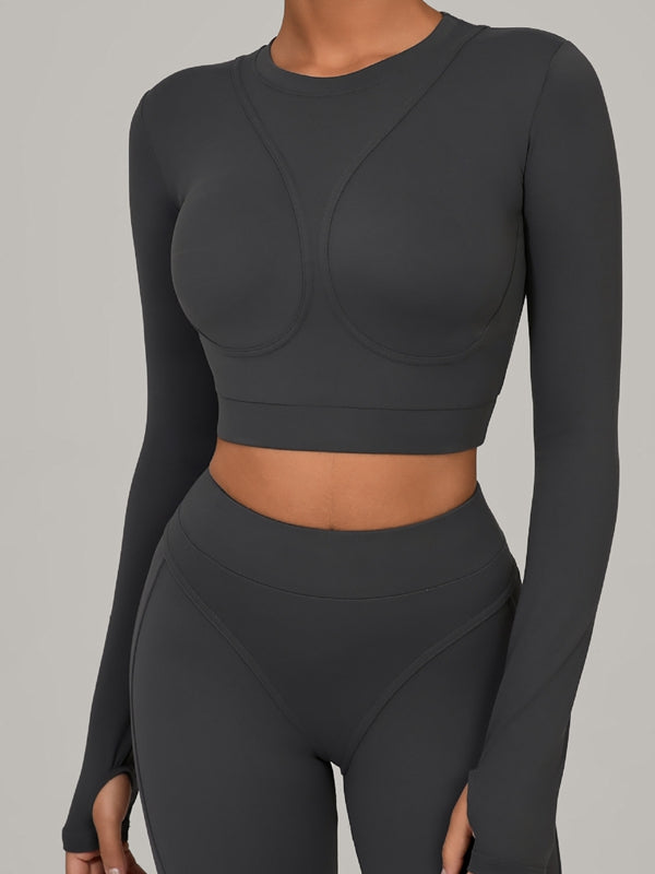ZASUWA Female Gather-breasts Thumbhole Long Sleeves