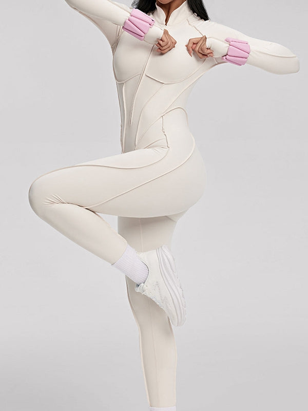 ZASUWA Female Sexy Zipper Stitch Performance Jumpsuit