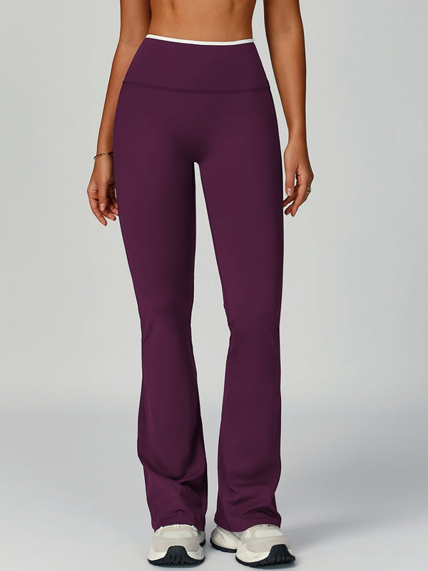 ZASUWA Female Contrast Color Stripe High-rise Flare Leggings