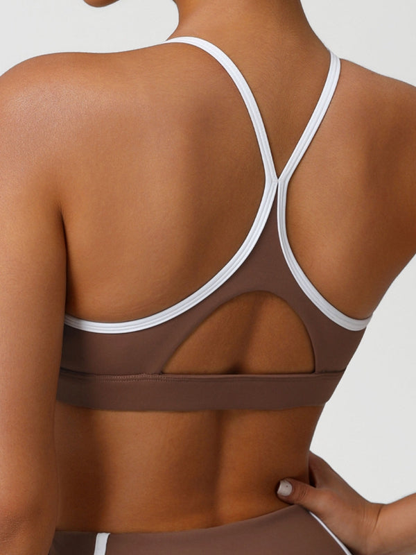 ZASUWA Female Contrast Color Stripes Cutout Sports Bras