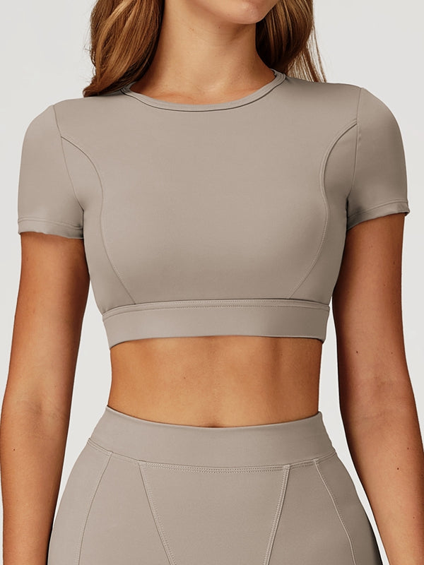ZASUWA Female Round Collar Cropped Short Sleeves
