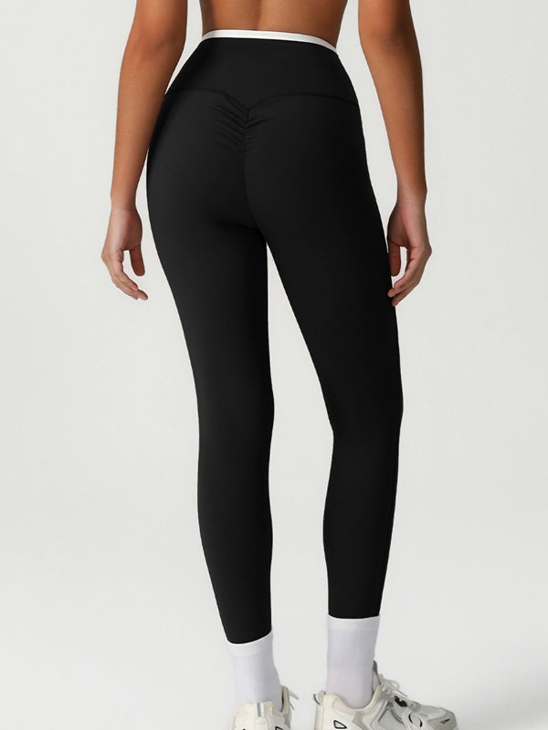ZASUWA Female Sexy Contrast Color Stripe V-shape Waist Leggings