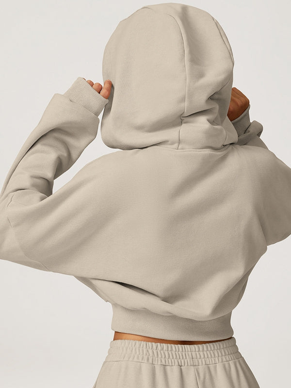 ZASUWA Female Cropped With Hat Casual Hoodie