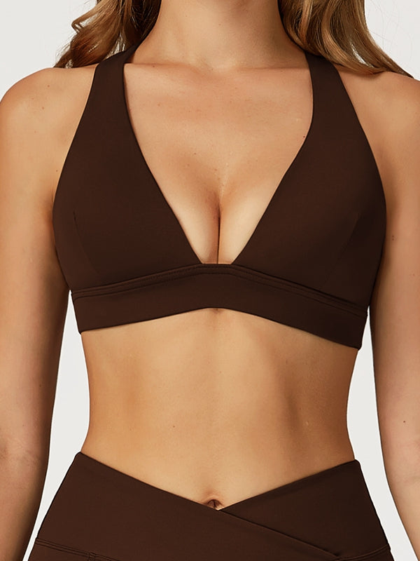 ZASUWA Female V Collar Cross Back Sports Bras