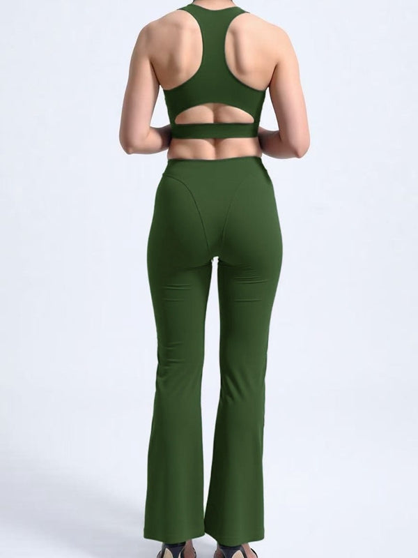 ZASUWA Female Sexy Hollow Out Push-up Flare Tracksuit