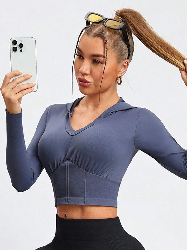 ZASUWA Female Corset With Hat Cropped Hoodie
