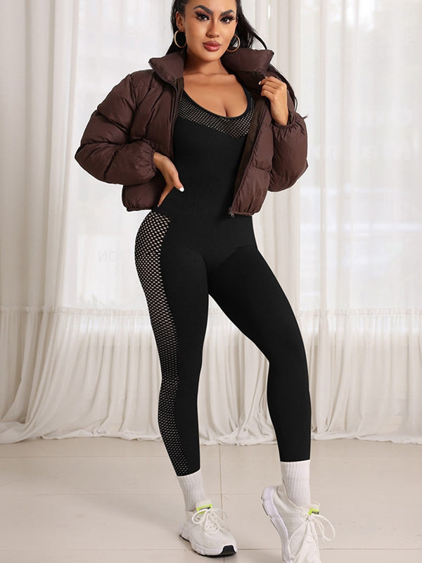 ZASUWA Female Sexy Fishnet Cross Back Jumpsuit