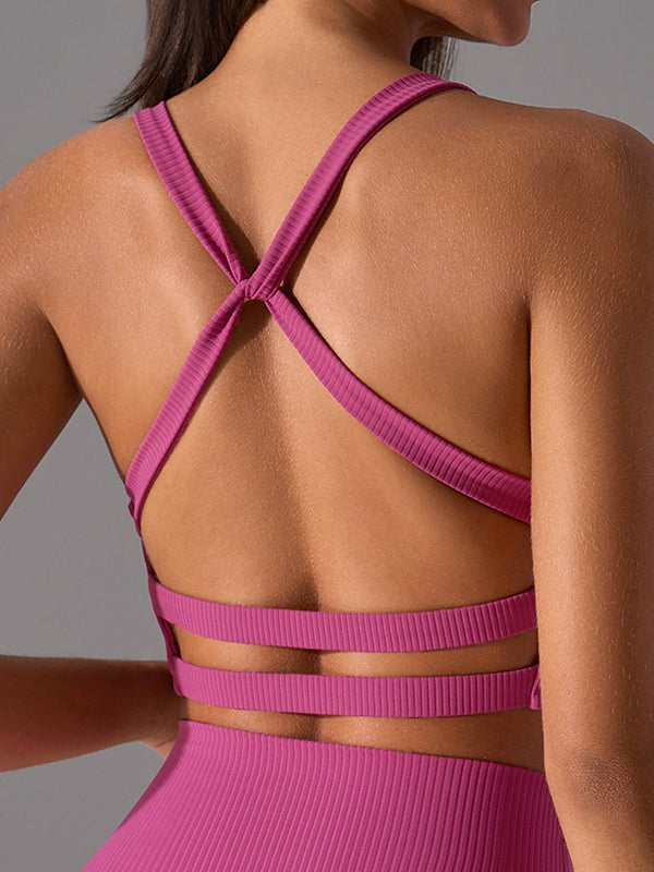 ZASUWA Female Cross Back Ribbed Sports Bras