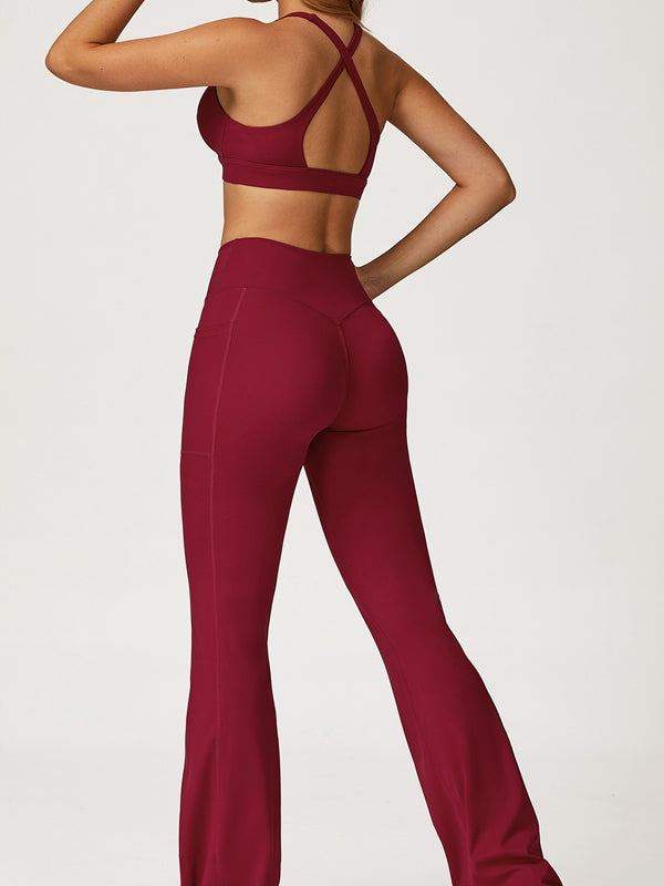 ZASUWA Female V Collar Cross Back V shape-waist Flare Tracksuit