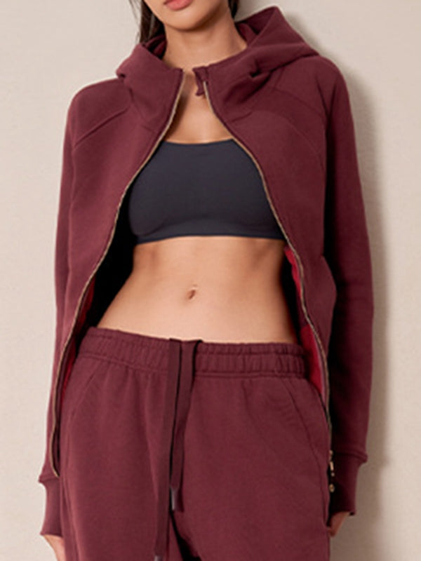 ZASUWA Female Pocket Zipper With Hat Jacket
