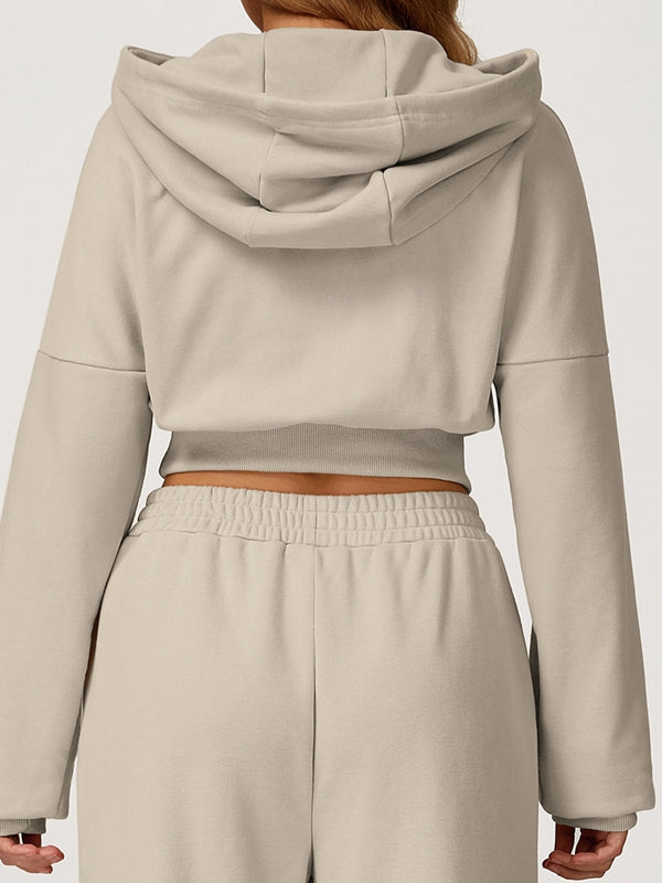 ZASUWA Female Cropped With Hat Casual Hoodie