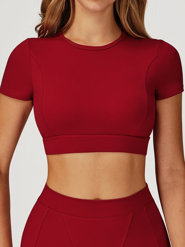 ZASUWA Female Round Collar Cropped Short Sleeves