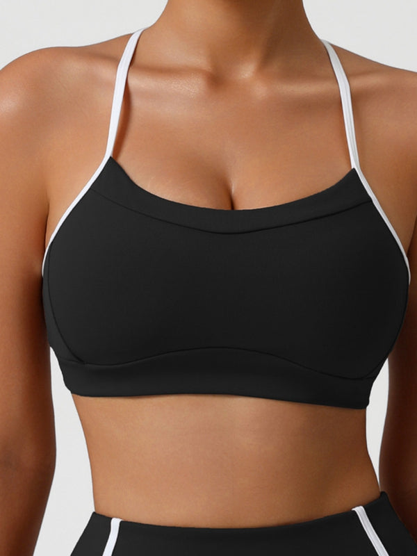 ZASUWA Female Contrast Color Stripes Cutout Sports Bras