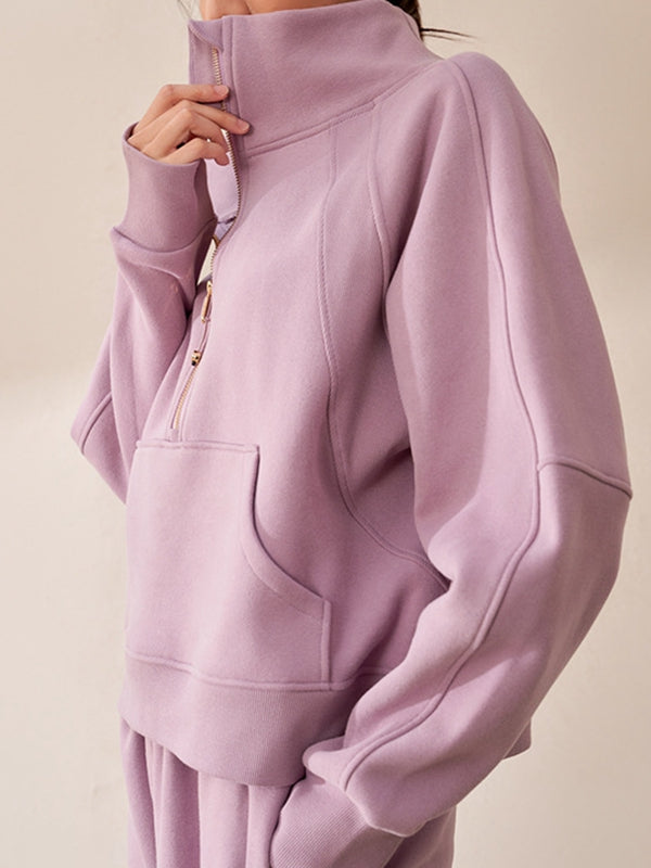 ZASUWA Female Pocket Zipper Casual Hoodie