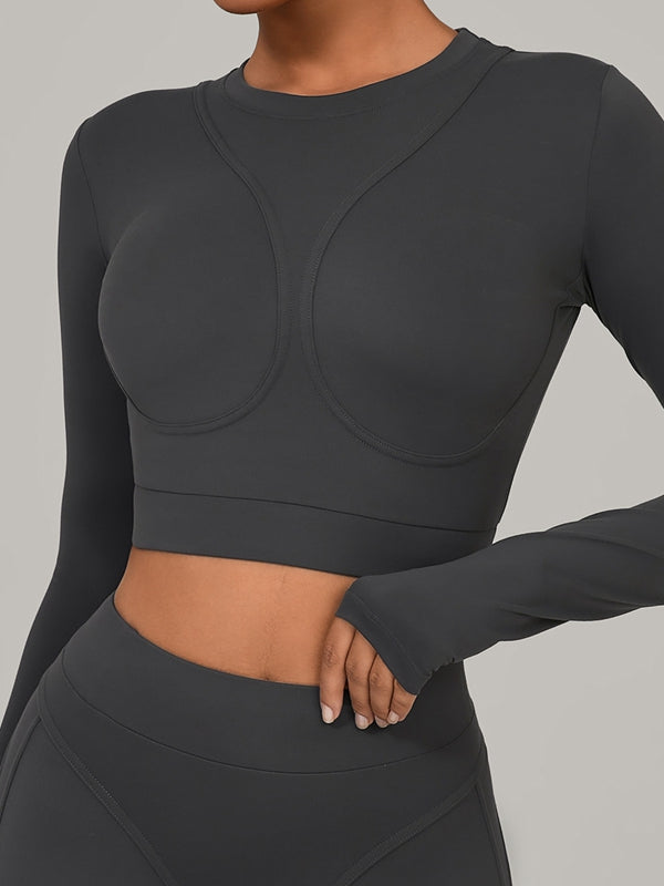 ZASUWA Female Gather-breasts Thumbhole Long Sleeves