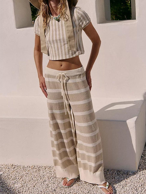 ZASUWA Female Sexy Contrast Color Stripes 2-Pieces Cover-up Without Bikini