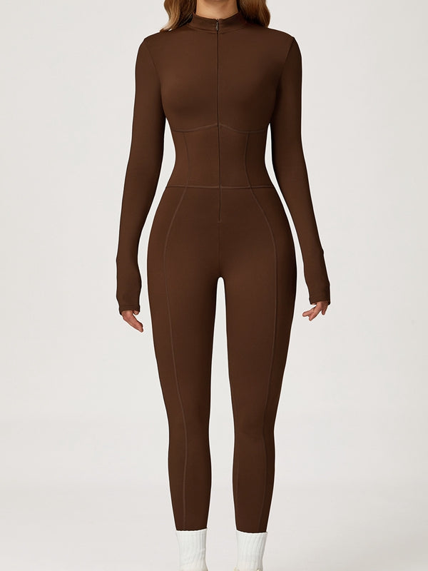 ZASUWA Female Sexy Zipper Corset Fleece Jumpsuit