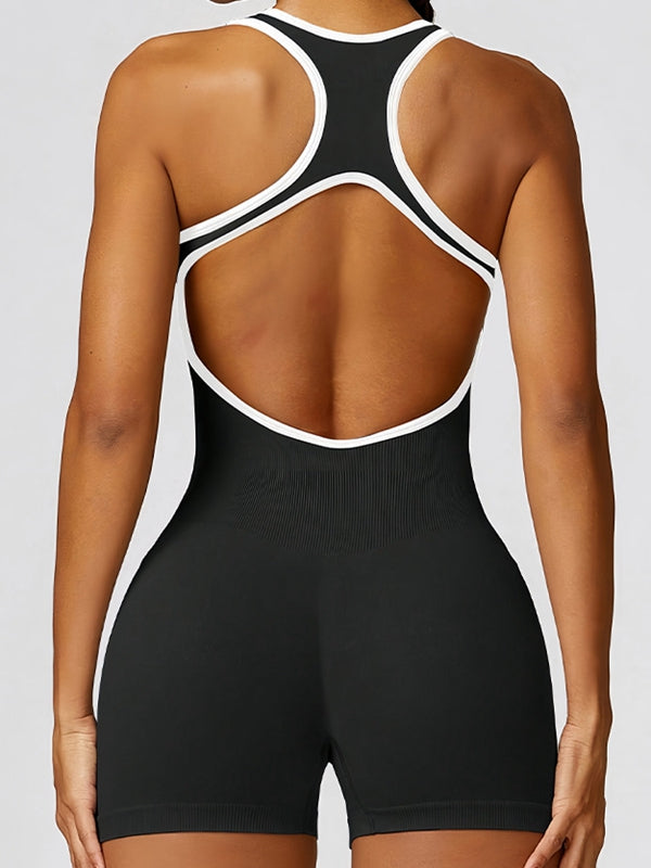 ZASUWA Female Unique Contrast Color Hollow Out Romper