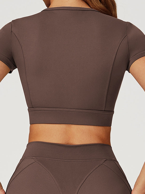 ZASUWA Female Round Collar Cropped Short Sleeves