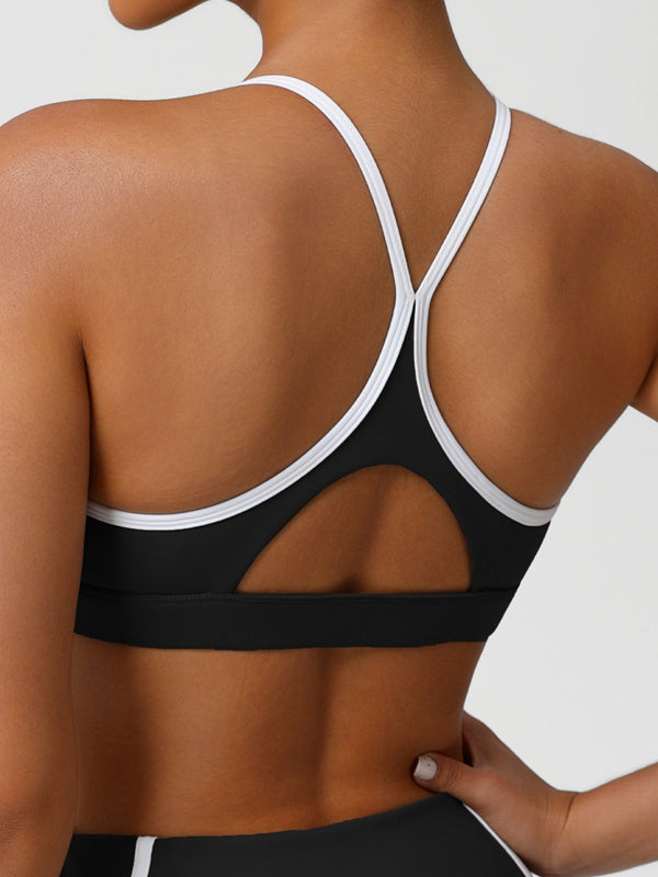ZASUWA Female Contrast Color Stripes Cutout Sports Bras