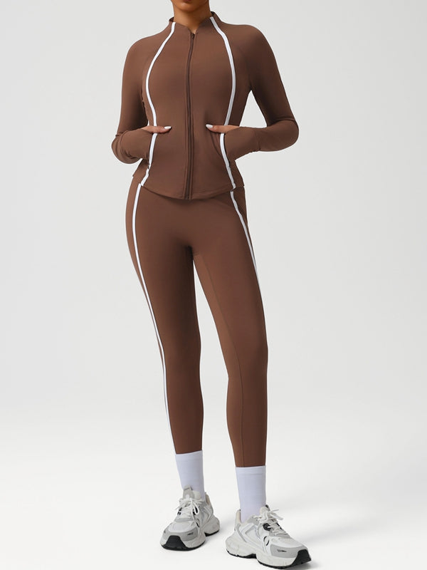 ZASUWA Female Contrast Color Stripes Zipper Tracksuit