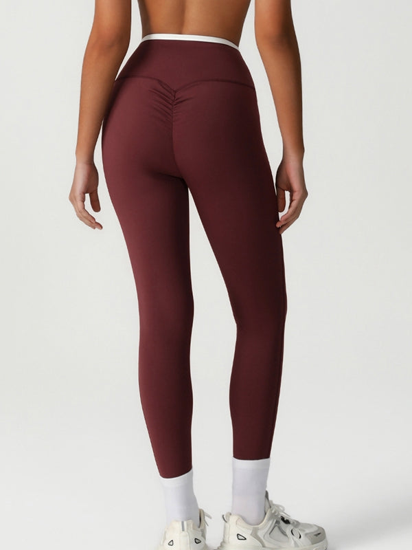 ZASUWA Female Sexy Contrast Color Stripe V-shape Waist Leggings