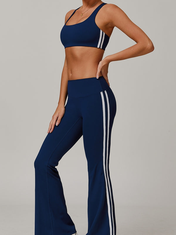 ZASUWA Female Contrast Color Stripes High-rise Flare Leggings