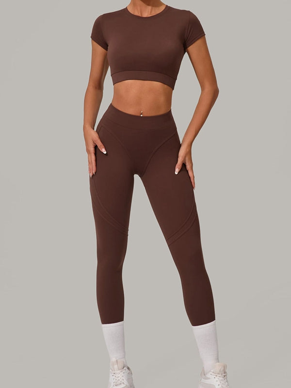 ZASUWA Female Sexy Round Collar Cropped Short Sleeves